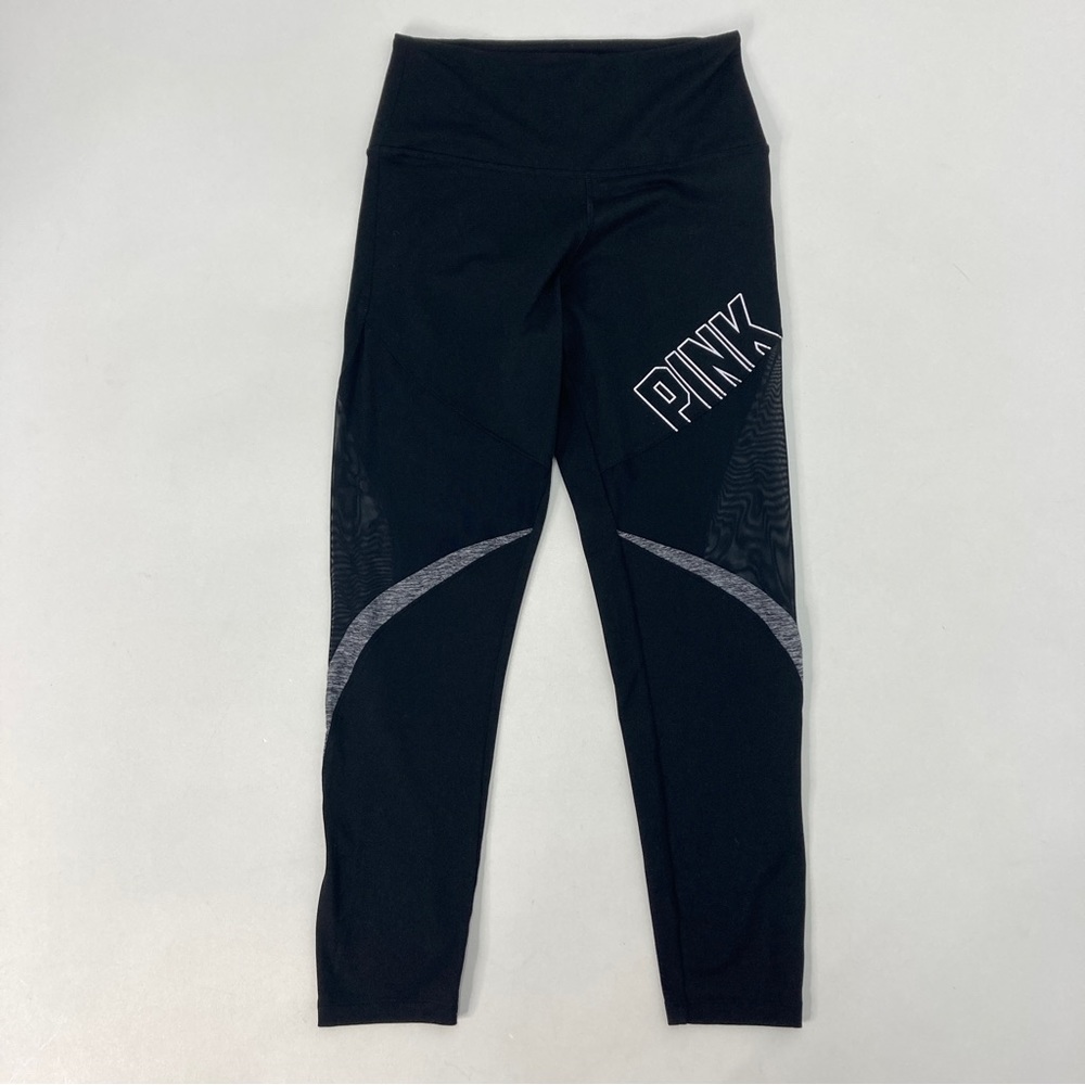 Victoria Secret Pink Ultimate Black Mesh Panel Athletic Leggings Size S